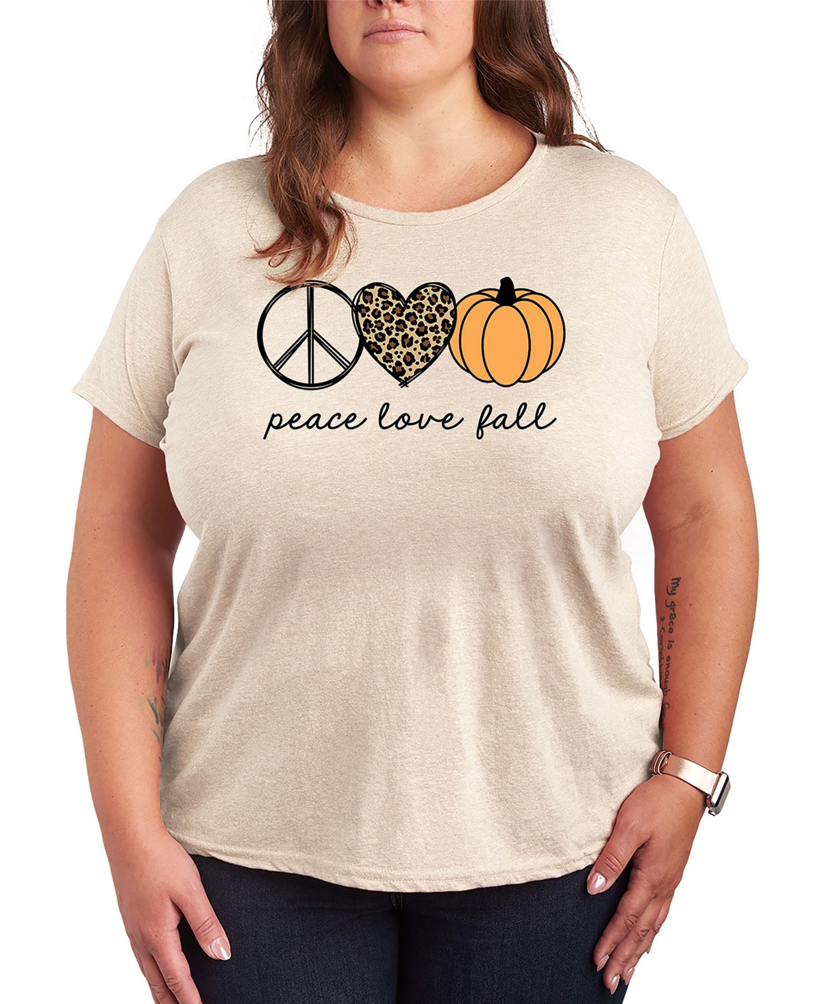 Peace Love Hybrid Apparel Plus SizePumpkin Women's Short Sleeve Graphic T-shirts