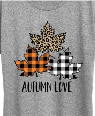 Plus Size Fall Leaves Crew Neck Graphic T-shirts