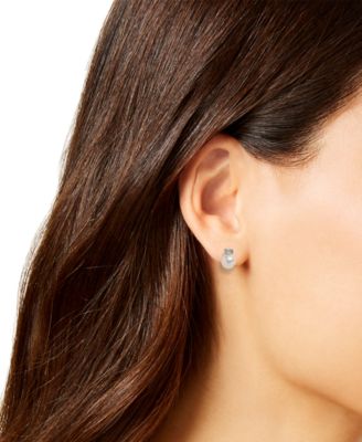 Cubic Zirconia and Imitation Pearl Sterling Silver Stud Earrings