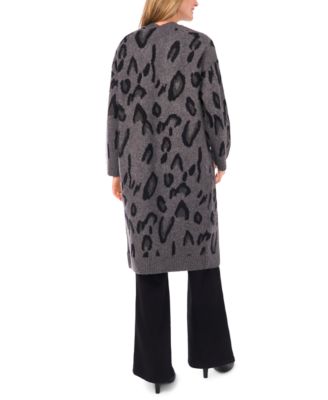 Women's Animal-Print Long-Sleeve Open Cardigan