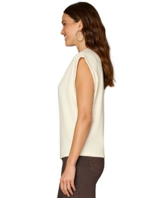 Petite Extended Cap Sleeve Rhinestone Top