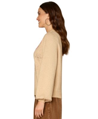 Petite Round Neck Blouson Sleeve Sweater