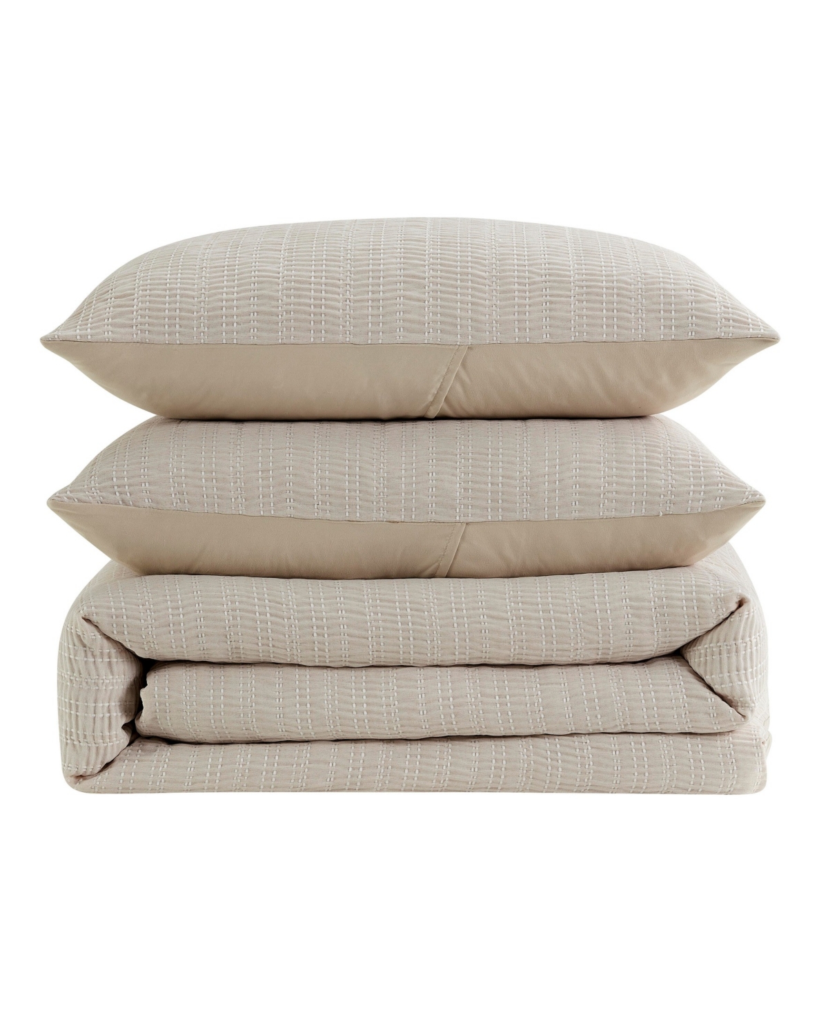 Kenneth Cole New York Stitched Gauze Jacquard 3-pc. Comforter Set, Full/queen In Neutral