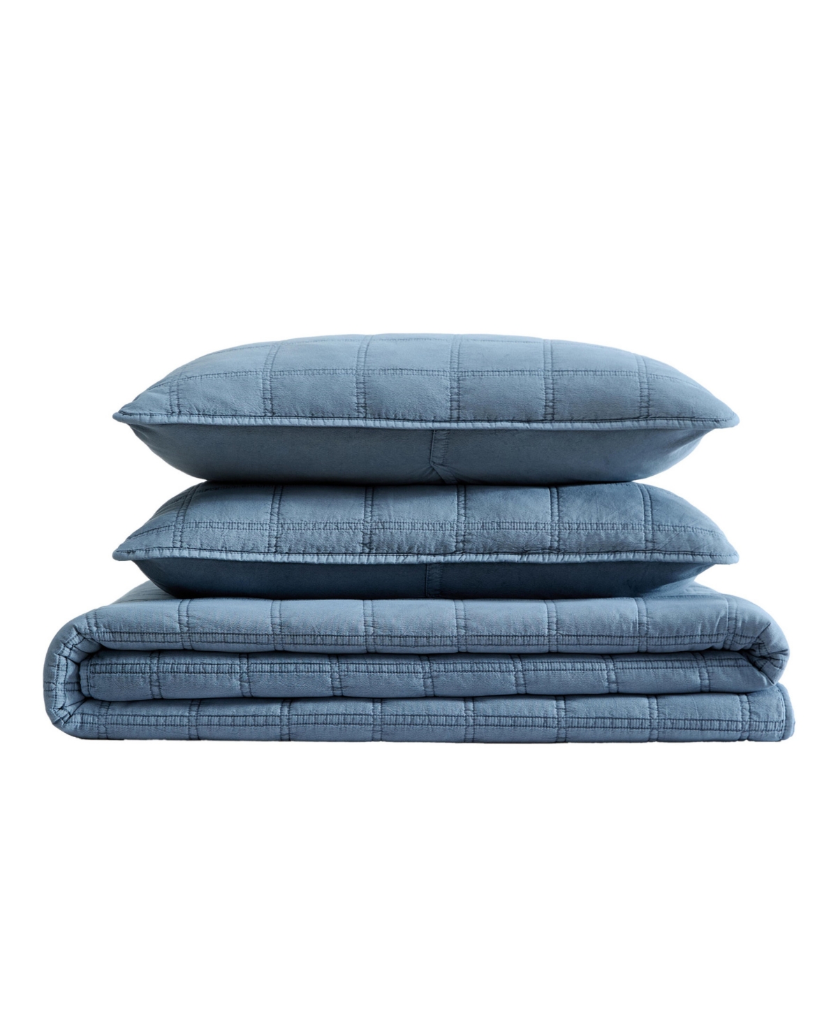 Kenneth Cole New York Solid Stonewashed 3-pc. Quilt Set, Full/queen In Blue