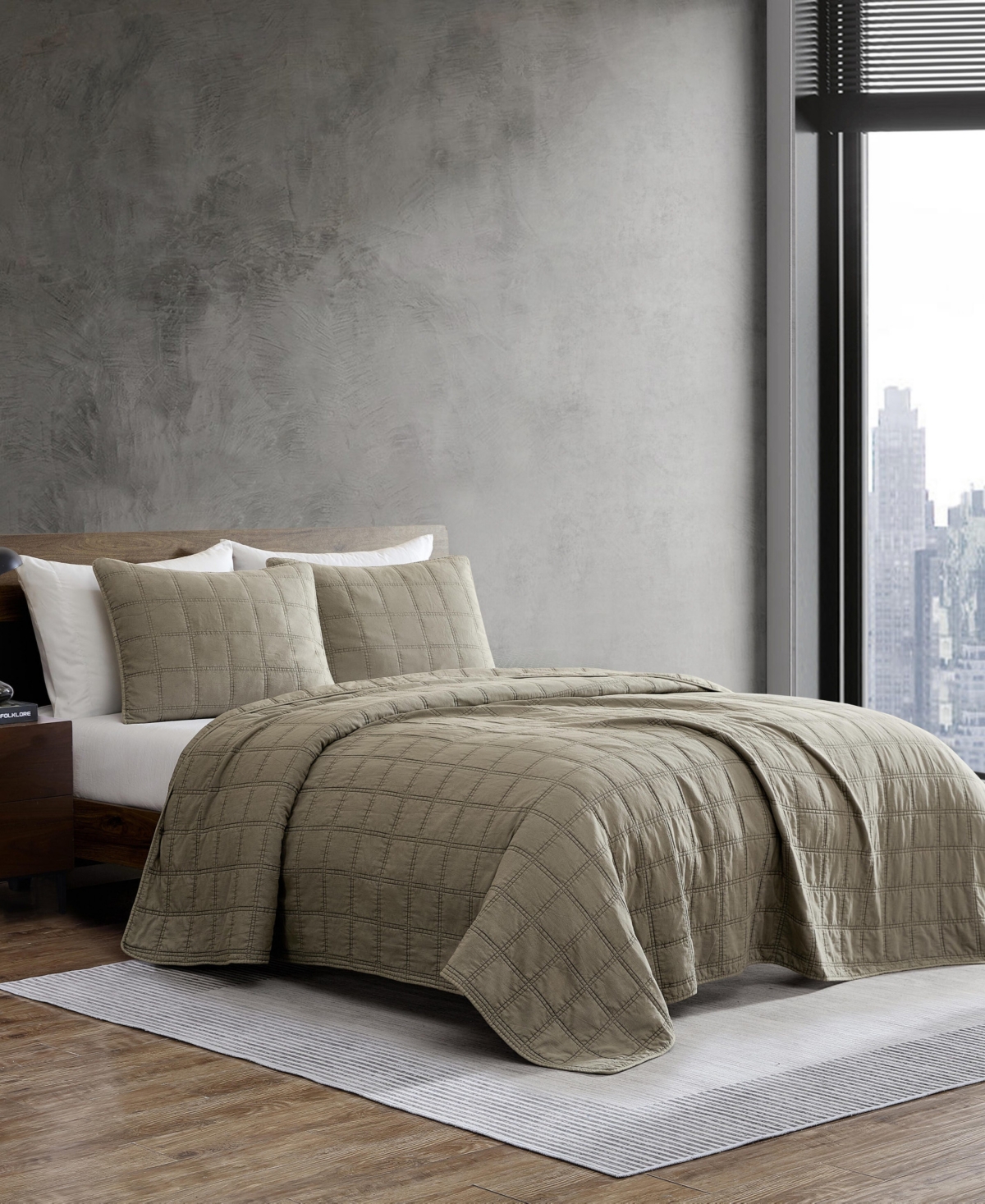 Kenneth Cole New York Solid Stonewashed -Pc. Quilt Set