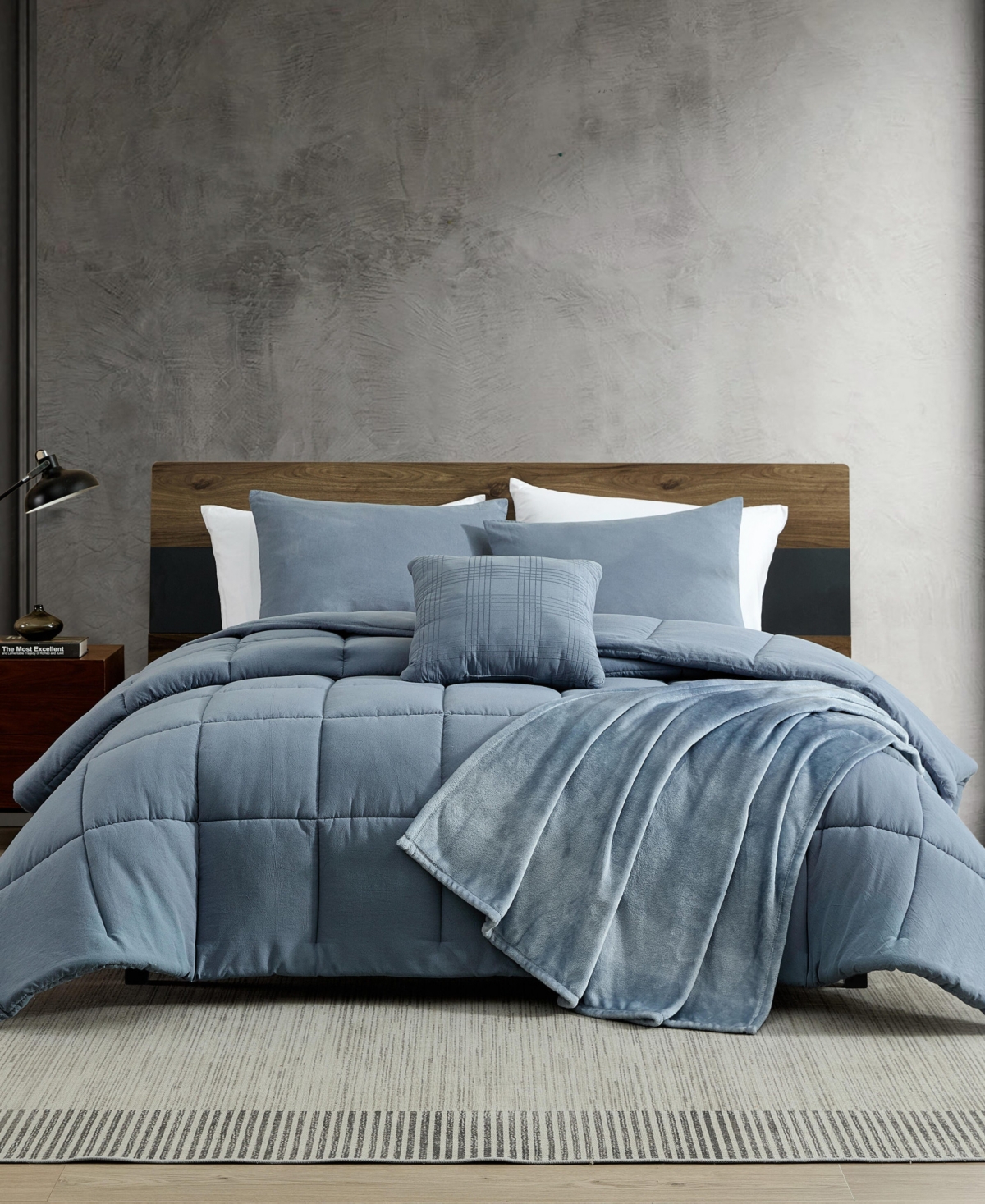 Kenneth Cole New York Solid Washed 5-pc. Comforter Set, Full/queen In Blue