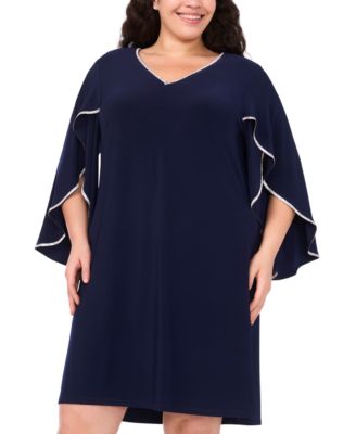 Plus Size V-Neck Cape Sleeve Dress