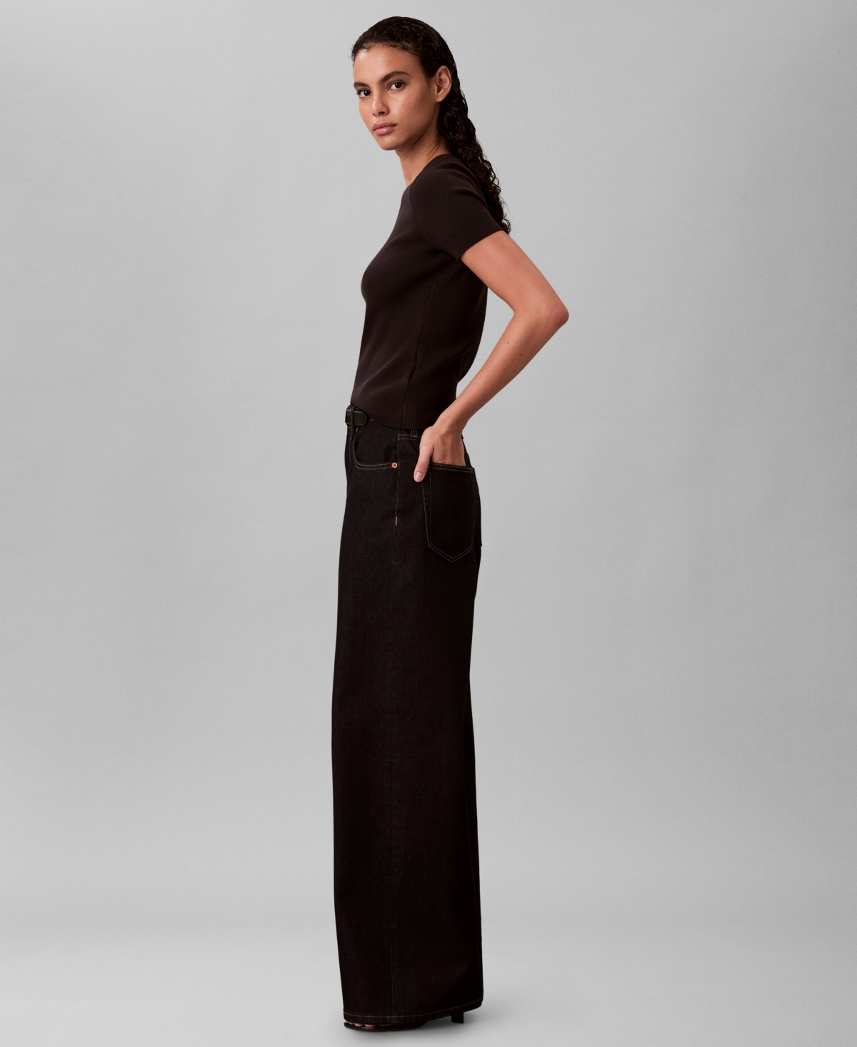 Calvin Klein Jeans Est.1978 Women's Tech Knit Slim Fit T-shirt In Black