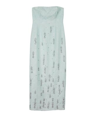Crystal Embellished Strapless Midi Dress