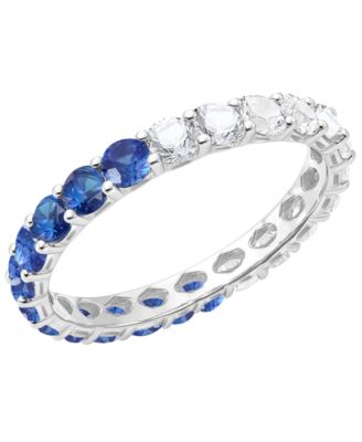 Macy's - Lab-Grown Sapphire (1 ct. t.w.) and Lab-Grown White Sapphire (1 ct. t.w.) Band Ring in Sterling Silver