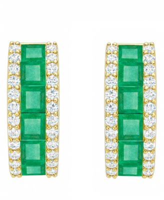 Emerald (1-1/3 ct. t.w.) and Diamond (1/4 ct. t.w.) Earrings in 14k Gold