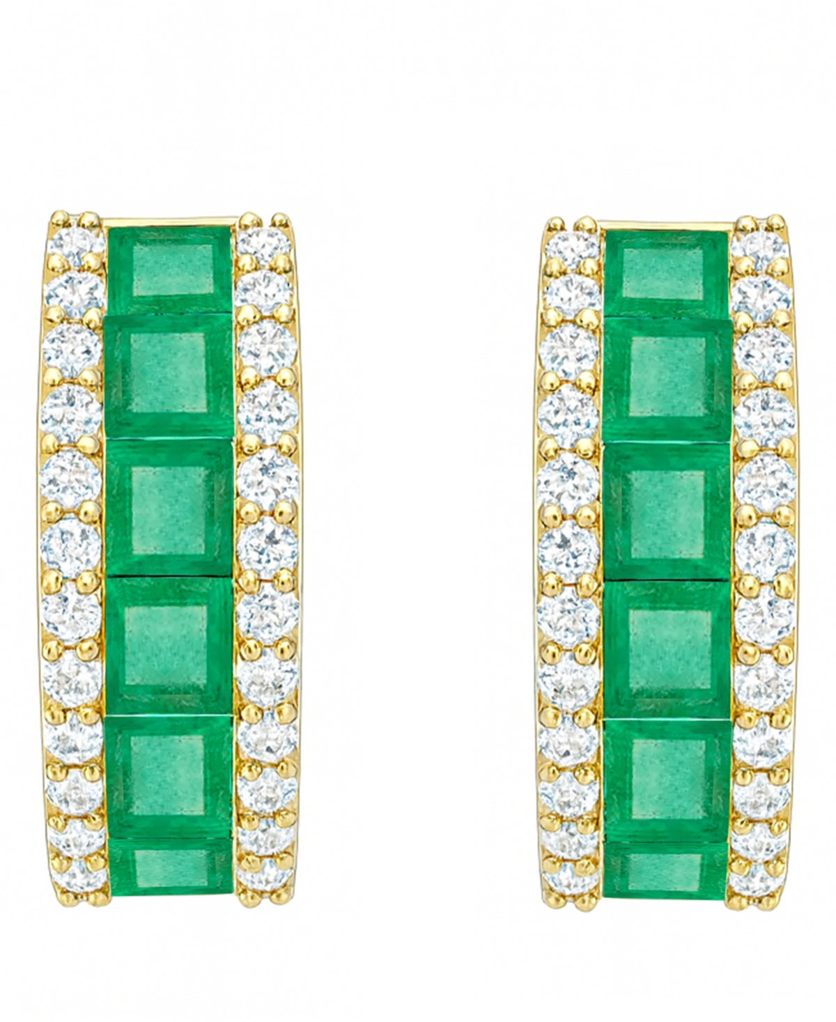 Macy's Emerald (1-1/3 ct. t.w.) and Diamond (1/4 Earrings 14K White Gold