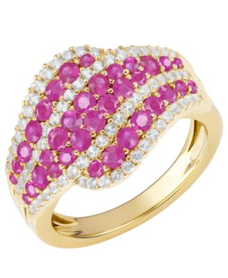 Emerald (1 ct. t.w.) and Diamond (1/2 ct. t.w.) Ring in 14k Gold (also in 14k White Gold Sapphire & 14k Gold Ruby)