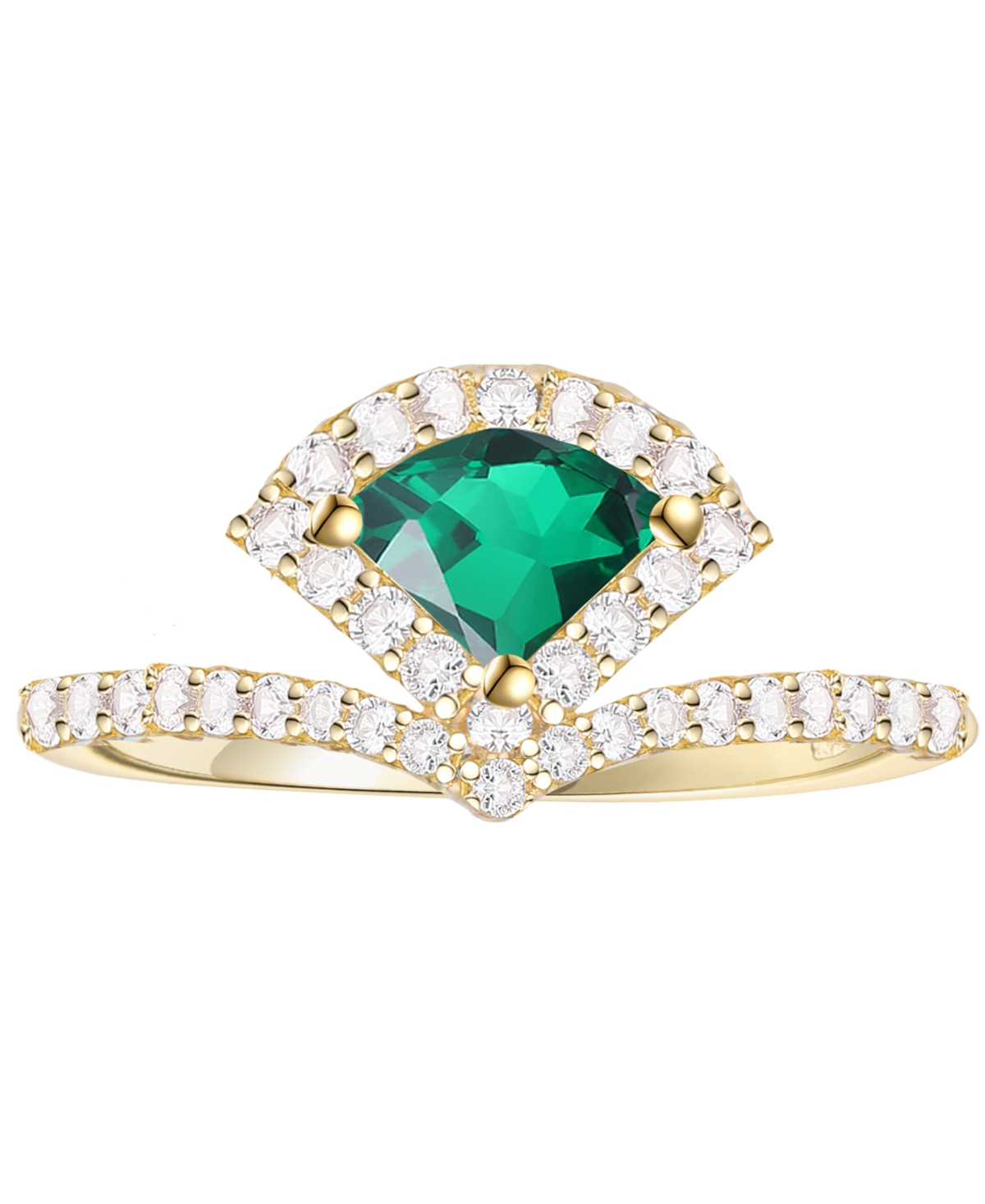 Macy's Lab-grown Emerald (1/2 Ct. T.w.) And Lab-grown White Sapphire (3/8 Ct. T.w.) Ring In 14k Gold Over S In Gold