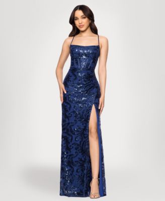 Blondie Nites - Juniors' Square Neck Tie-Back Dress