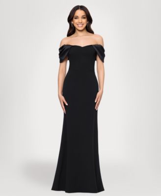 Blondie Nites - Juniors' Off-The-Shoulder Center-Back Zipper Dress