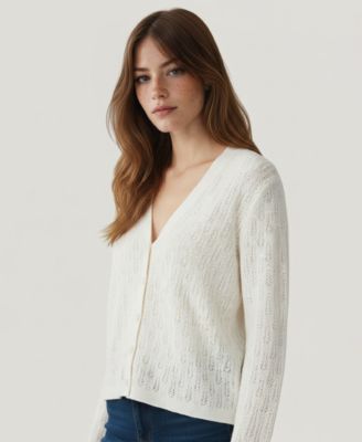 Soft by Women's Cashmere Pointelle Cardigan Sweater