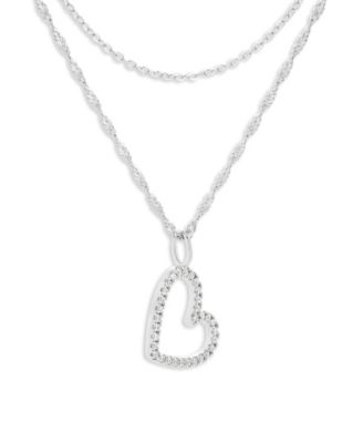 Cubic Zirconia Sterling Silver Open Heart Pendant Necklace, Macy's Exclusive
