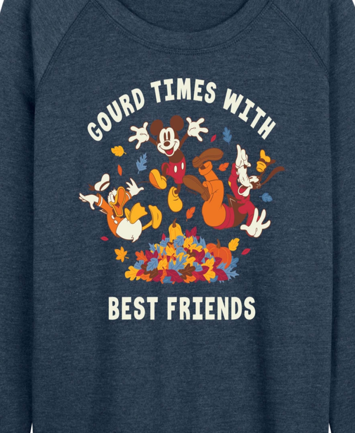 Hybrid Apparel Disney Fall Mickey And Friends Gourd Times Women's French Terry Long Sleeve Shirt In Blue