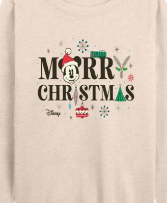 Plus Size Disney Mickey Mouse Merry Christmas French Terry Long Sleeve T-Shirt