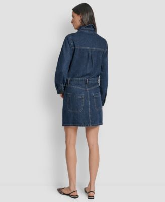 Women's Button-Down Long-Sleeve Denim Dress
