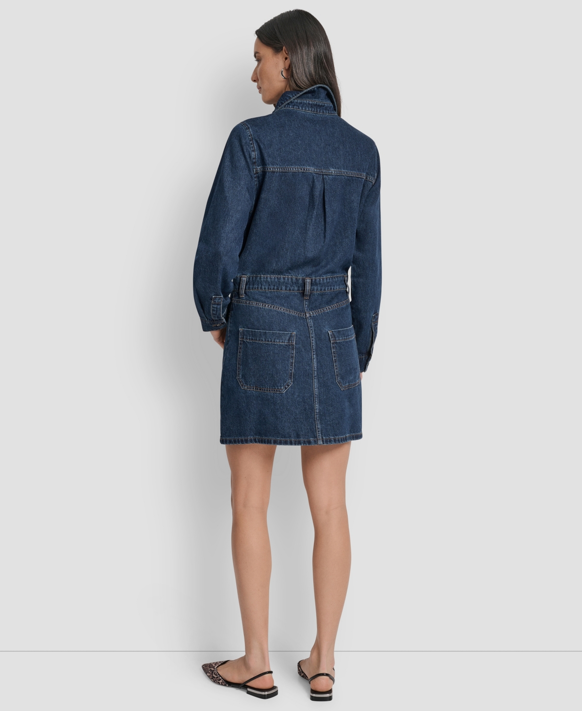 Dkny Jeans Women's Button-down Long-sleeve Denim Dress In Blue