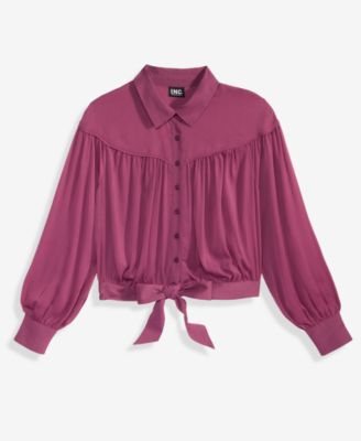 Women's Crinkle Chiffon Tie-Hem Blouse, Macy's Exclusive