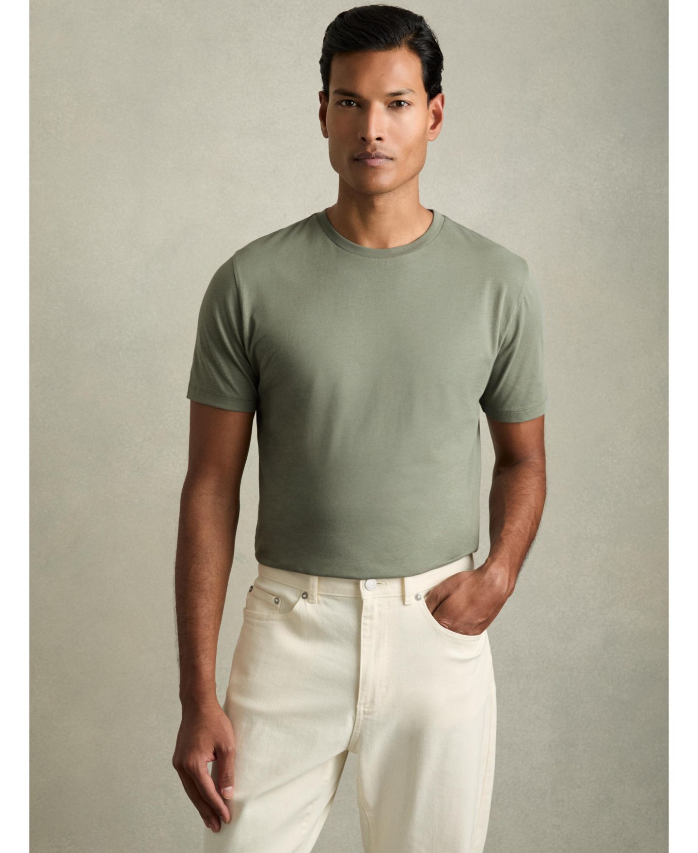 Мужская футболка REISS Bless Cotton-Blend Tailored-Fit, цвет: Синий — фото 6