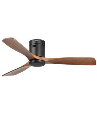 52-inch Modern Black 3 Solid Wood Blade Ceiling Fan with 6-speed Remote Control and Forward Reverse Rotation Function for Indoor