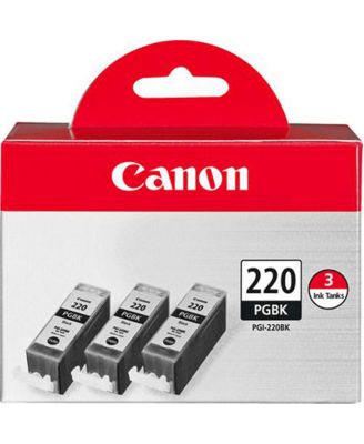 3x PGI-220BK Black Ink Tank for Select PIXMA iP, MP, MX Series Printers, 2-Pack