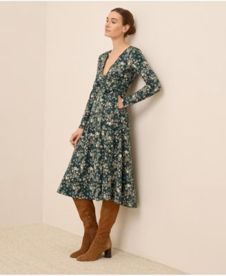 Women's Organic Cotton Fit & Flare Faux Wrap Dress