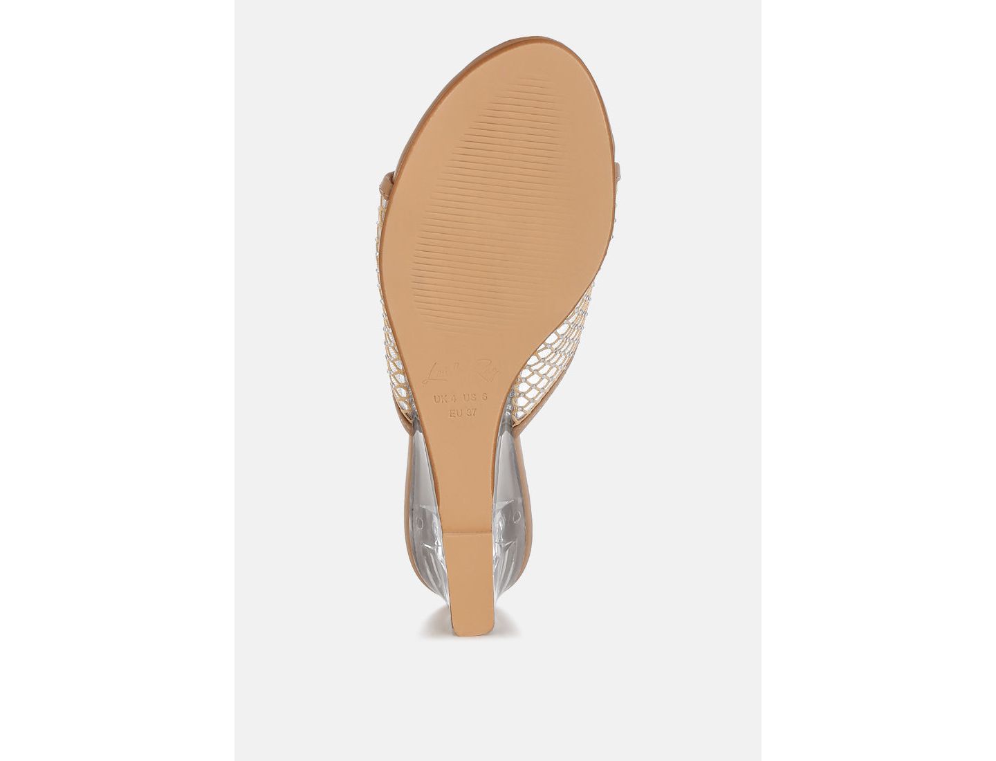 Женские сандалии London Rag Tempra Mesh Clear Heel Wedge, цвет: Бежевый сетчатый — фото 1