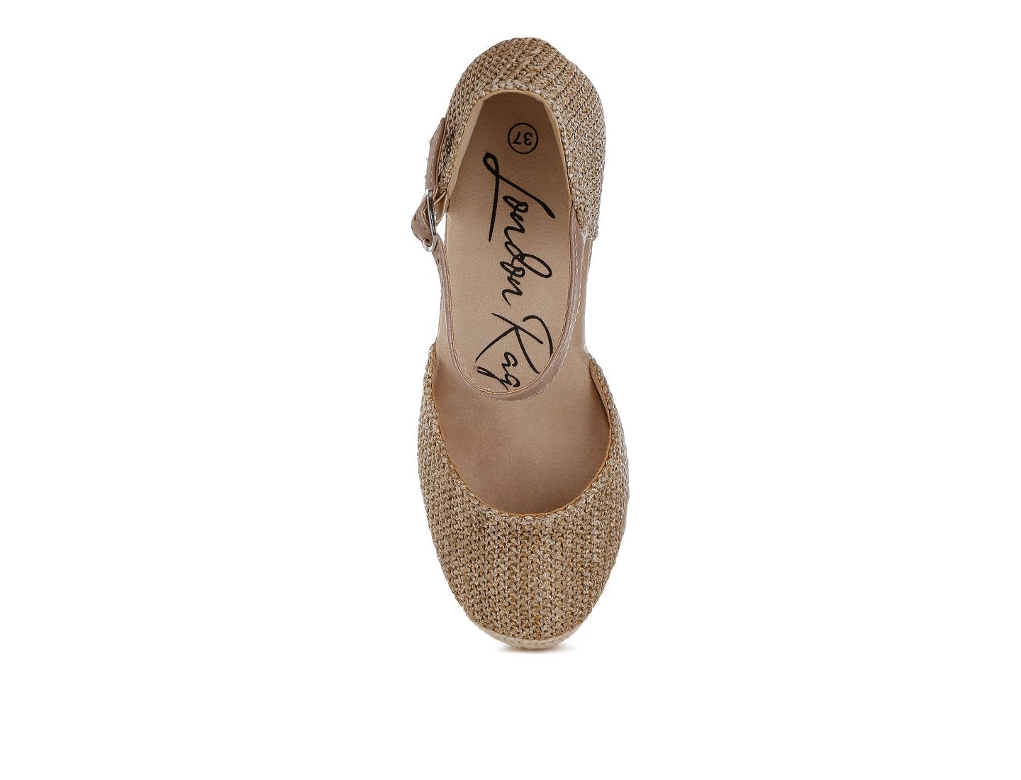 Женские сандалии London Rag Kalista Raffia Woven Wedge, цвет: Бежевый — фото 5