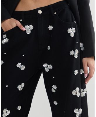 Limited Embellished Flower Applique Jean
