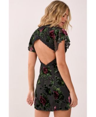 Women's Lace Trim Cut Out Mini Dress