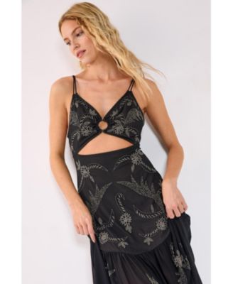 Ring Cut Out Volume Maxi Dress