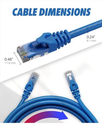 CAT 6 Ethernet Cable 2 Pack High Speed Internet Network Patch LAN Cable for Router Modem PS4 PS5