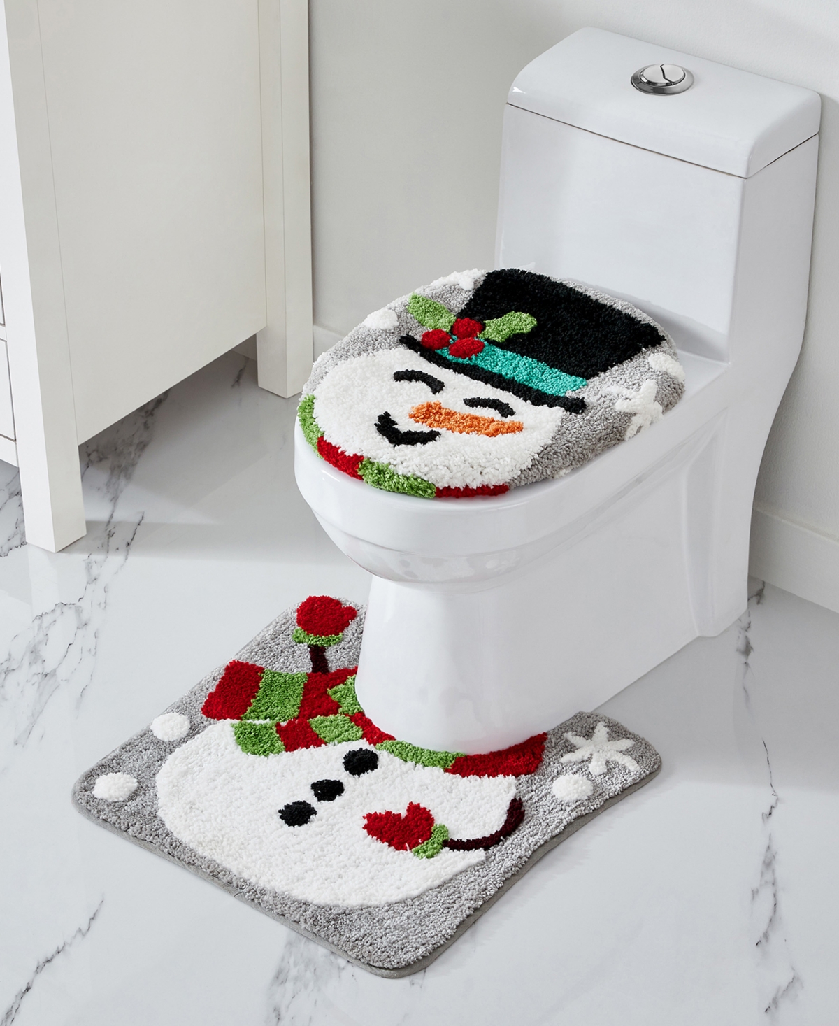 Vcny Home Snowman Holiday Bath Rug Set, 2 Count In Gray