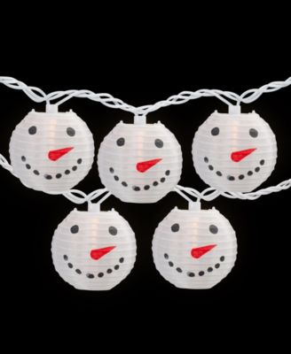 8.5' 10-Count White Snowman Paper Lantern Christmas Lights