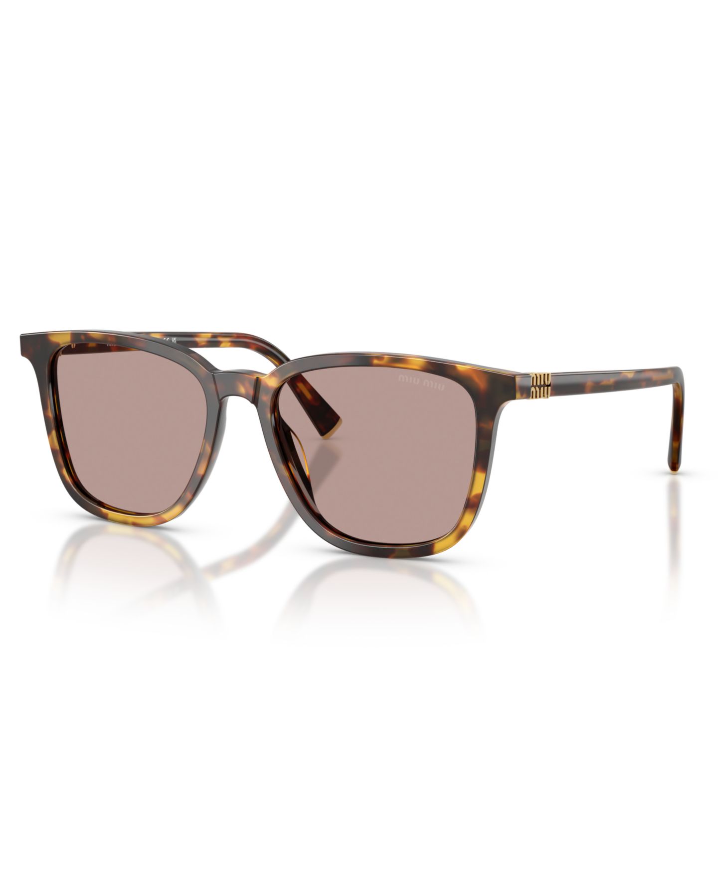 Женские солнцезащитные очки MIU MIU Square Sunglasses, MU B03S, цвет: Медовый гавана — фото 1