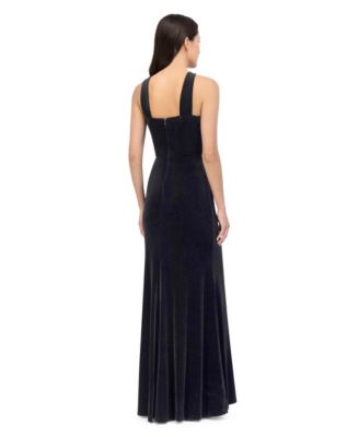 Petite Velvet Halter Neck Gown Dress