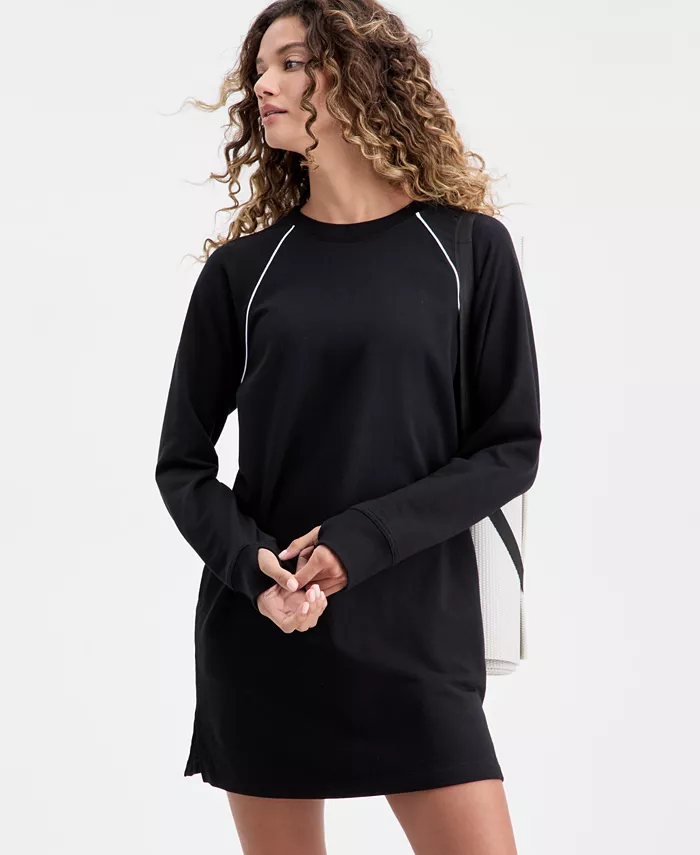 Women's Piped Sweatshirt Dress - thumbnail 8