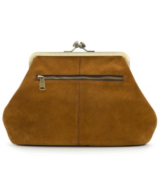 Suede Sofia Frame Medium Kisslock Crossbody Bag