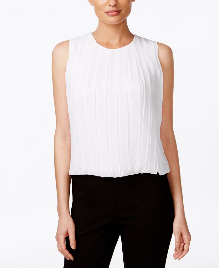 Introducir 64+ imagen calvin klein sleeveless pleated blouse