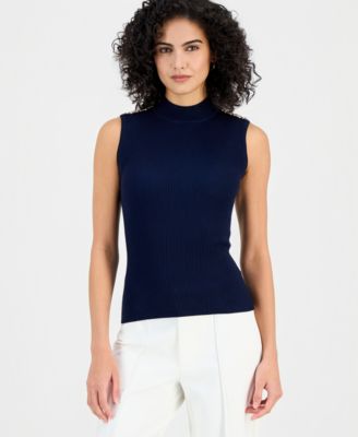 T Tahari - Women's Sleeveless Mock-Neck Sweater