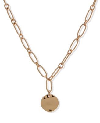 Nine West - Gold-Tone Wavy Texture Pendant Necklace
