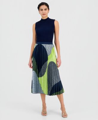T Tahari - Women's Pull-On Pleated Midi Skirt