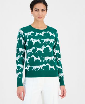 Women's Dog Jacquard Crewneck Sweater