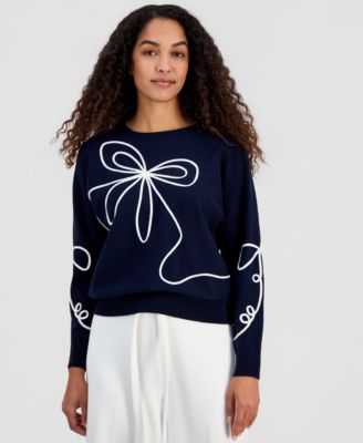 Women's Soutache Bow Crewneck Sweater