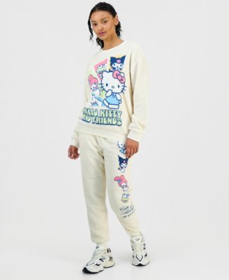 Love Tribe Juniors Hello Kitty Friends Sweatshirt Joggers In White